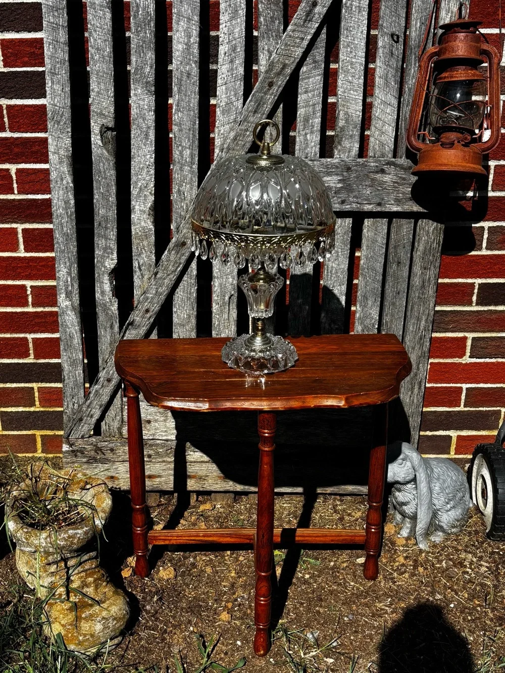 Vintage Michelotti Glass Crystal Boudoir Parlor Lamp